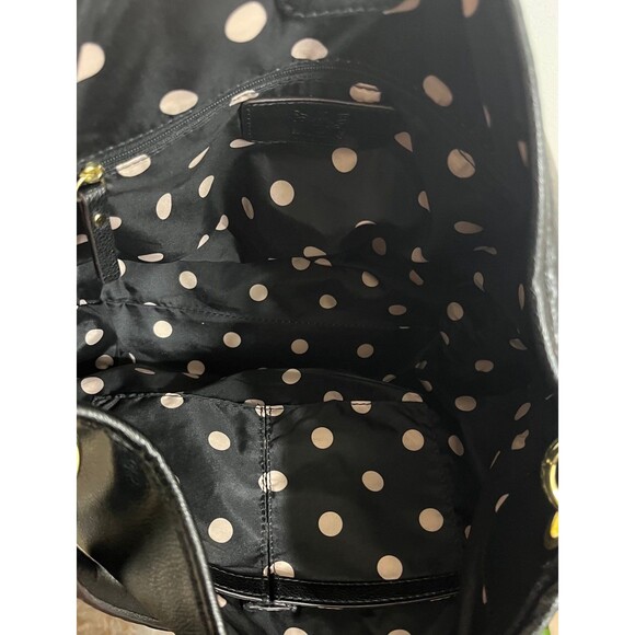 Anne Klein Black Leather Shoulder Bag Purse Handbag Gold Hardware No. 8833313 - Picture 6 of 8